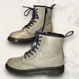 Dr. Martens 1460 Silver Rainbow Glitter Pride Zip / Lace Up Combat Boots Size 5